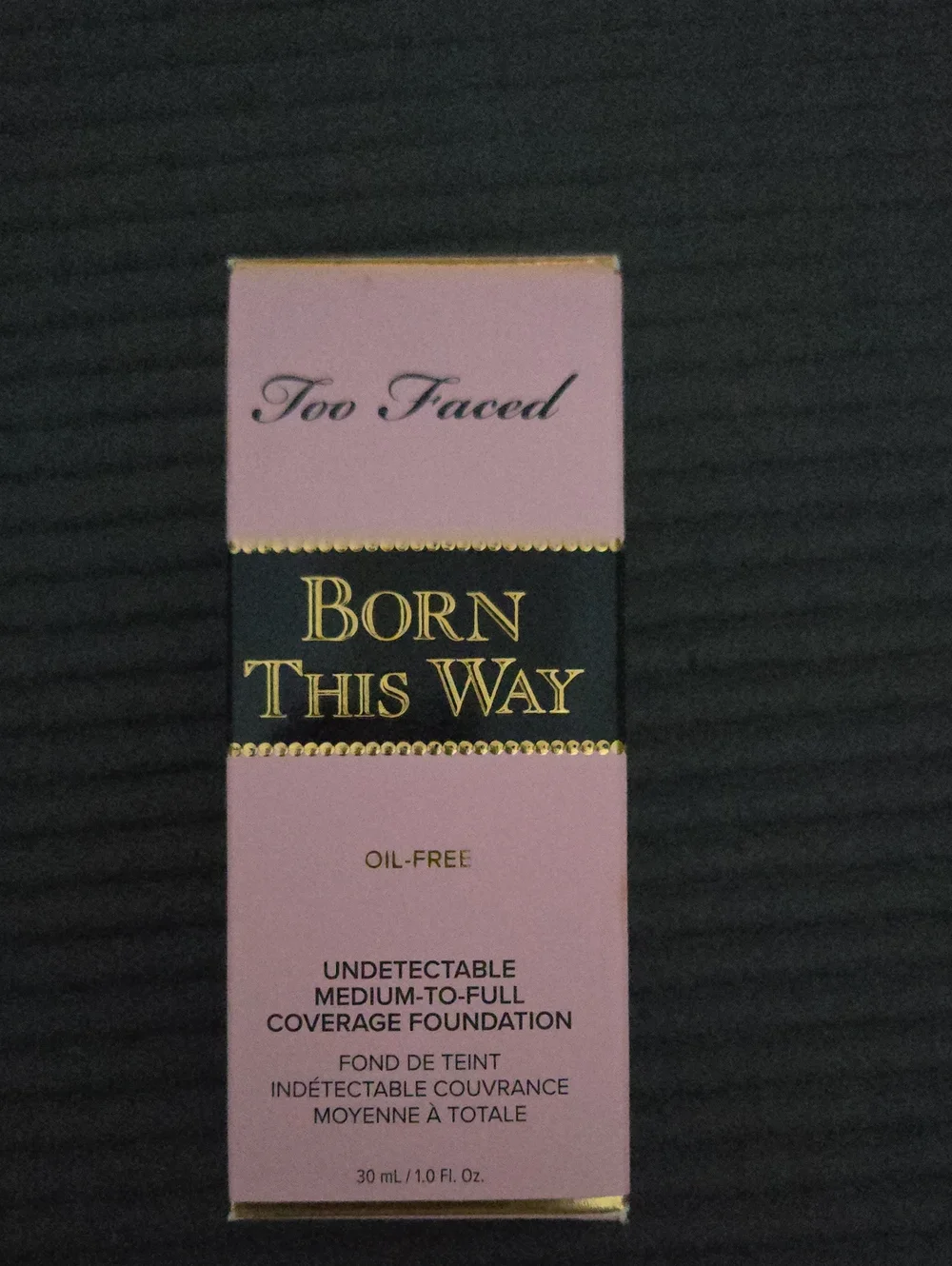 Too Faced Born This Way Foundation Box in Pink with Gold Accents